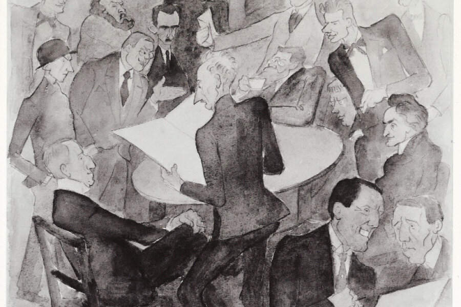 Společnost u stolu, kolem 1920